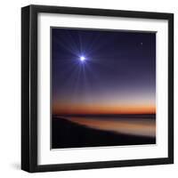 The Moon and Venus at Twilight from the Beach of Pinamar, Argentina-Stocktrek Images-Framed Art Print