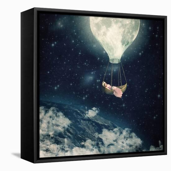 The Moon Carries Me Away-Paula Belle Flores-Framed Stretched Canvas