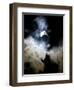 The Moon Partially Covers the Sun Behind the Clouds During a Partial Solar Eclipse-null-Framed Premium Photographic Print