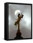 The Moon Partially Covers the Sun During a Partial Solar Eclipse-null-Framed Stretched Canvas