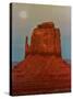 The Moon Rises Over a Butte Known at the Mitten at Monument Valley Navajo Tribal Park-null-Stretched Canvas