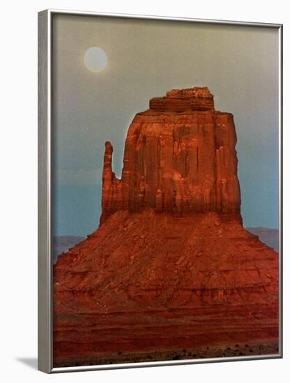 The Moon Rises Over a Butte Known at the Mitten at Monument Valley Navajo Tribal Park-null-Framed Photographic Print