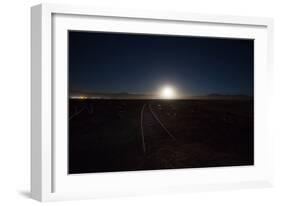 The Moon Rises over a Dead Train Line in Uyuni-Alex Saberi-Framed Photographic Print