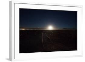 The Moon Rises over a Dead Train Line in Uyuni-Alex Saberi-Framed Photographic Print