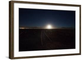 The Moon Rises over a Dead Train Line in Uyuni-Alex Saberi-Framed Photographic Print