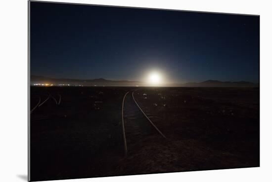 The Moon Rises over a Dead Train Line in Uyuni-Alex Saberi-Mounted Photographic Print