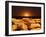 The Moon Rising Behind Rocks Lit by a Nearby Fire in Miramar, Argentina-Stocktrek Images-Framed Photographic Print