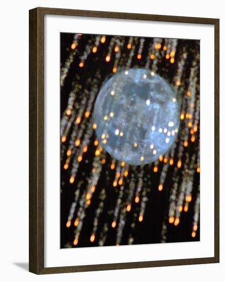 The Moon's Disk Seen During Fireworks Marking the Defender of the Fatherland Day-null-Framed Photographic Print