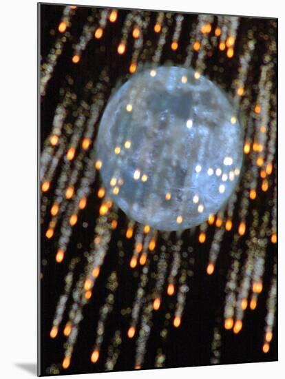 The Moon's Disk Seen During Fireworks Marking the Defender of the Fatherland Day-null-Mounted Photographic Print