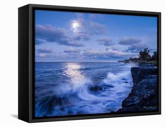 The Moon Shines Bright Along The Southeast Coast Of The Big Island, Hawaii-Daniel Kuras-Framed Stretched Canvas