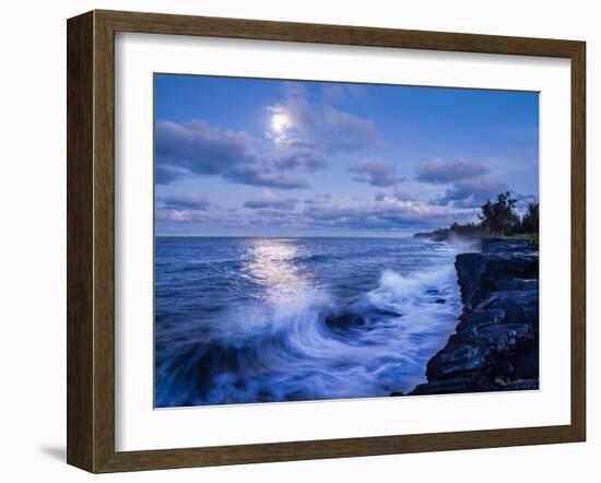 The Moon Shines Bright Along The Southeast Coast Of The Big Island, Hawaii-Daniel Kuras-Framed Photographic Print