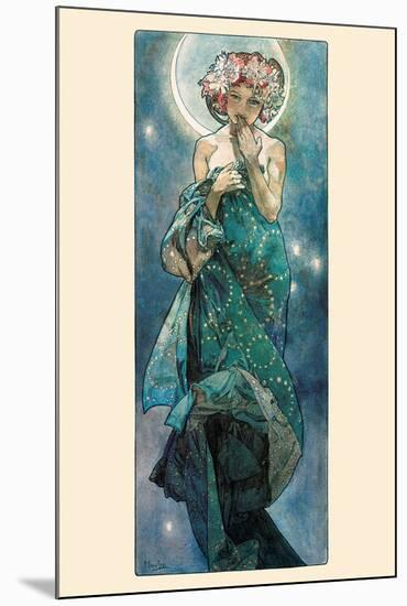 The Moon-Alphonse Mucha-Mounted Poster