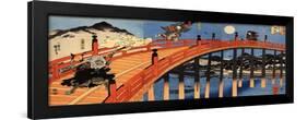 The Moonlight Fight Between Yoshitsune and Benkei on the Gojobashi-Kuniyoshi Utagawa-Framed Premium Giclee Print