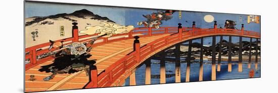 The Moonlight Fight Between Yoshitsune and Benkei on the Gojobashi-Kuniyoshi Utagawa-Mounted Premium Giclee Print