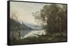 The Moored Boatman: Souvenir of an Italian Lake, 1861-Jean-Baptiste-Camille Corot-Framed Stretched Canvas