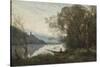 The Moored Boatman: Souvenir of an Italian Lake, 1861-Jean-Baptiste-Camille Corot-Stretched Canvas