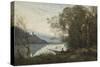 The Moored Boatman: Souvenir of an Italian Lake, 1861-Jean-Baptiste-Camille Corot-Stretched Canvas