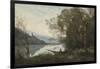 The Moored Boatman: Souvenir of an Italian Lake, 1861-Jean-Baptiste-Camille Corot-Framed Giclee Print