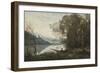 The Moored Boatman: Souvenir of an Italian Lake, 1861-Jean-Baptiste-Camille Corot-Framed Giclee Print