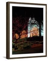 The Mormon Temple, Christmas lights, Temple Square, Salt Lake City, Utah, USA-Howie Garber-Framed Premium Photographic Print