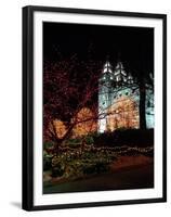 The Mormon Temple, Christmas lights, Temple Square, Salt Lake City, Utah, USA-Howie Garber-Framed Premium Photographic Print