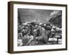 The Morning After an Enemy Attack, Two Men Relaxing in a Sandbagged Position-Michael Rougier-Framed Photographic Print