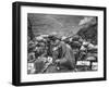 The Morning After an Enemy Attack, Two Men Relaxing in a Sandbagged Position-Michael Rougier-Framed Photographic Print