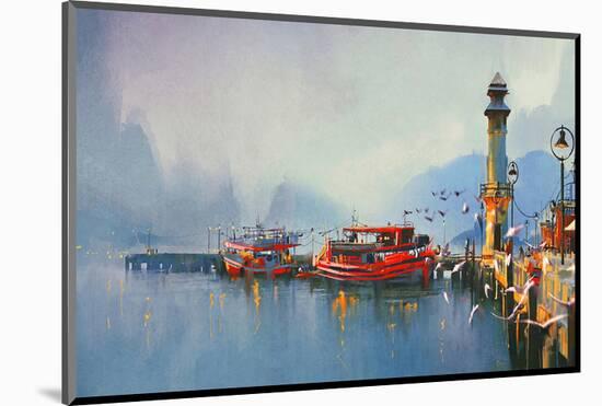 The Morning Harbor-null-Mounted Art Print