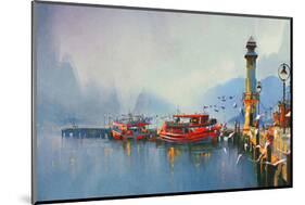 The Morning Harbor-null-Mounted Art Print