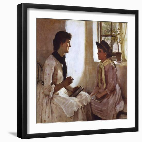 The Morning Lesson-Norman Garstin-Framed Art Print