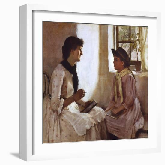 The Morning Lesson-Norman Garstin-Framed Art Print