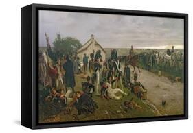 The Morning of the Battle of Waterloo: the French Await Napoleon's Orders, 1876-Ernest Crofts-Framed Stretched Canvas