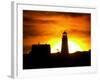 The Morning Sky is Set Ablaze by the Rising Sun Behind Wood Island Light-null-Framed Photographic Print