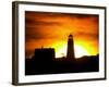 The Morning Sky is Set Ablaze by the Rising Sun Behind Wood Island Light-null-Framed Photographic Print