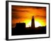 The Morning Sky is Set Ablaze by the Rising Sun Behind Wood Island Light-null-Framed Photographic Print