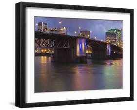 The Morrison Bridge over the Willamette River, Portland, Oregon, USA-William Sutton-Framed Premium Photographic Print