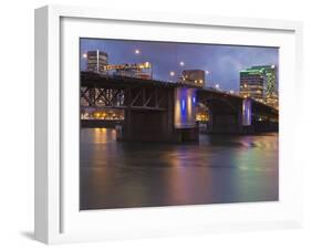 The Morrison Bridge over the Willamette River, Portland, Oregon, USA-William Sutton-Framed Premium Photographic Print