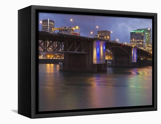 The Morrison Bridge over the Willamette River, Portland, Oregon, USA-William Sutton-Framed Stretched Canvas