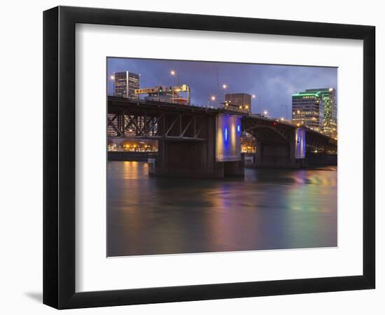 The Morrison Bridge over the Willamette River, Portland, Oregon, USA-William Sutton-Framed Photographic Print