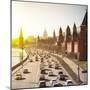 The Moscow Kremlin and Road Traffic Nearby, Russia. Filtred Image.-Roman Sigaev-Mounted Photographic Print