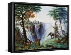 The Mosi-Oa-Tunya (The Smoke That Thunders) or Victoria Falls, Zambesi River-Thomas Baines-Framed Stretched Canvas