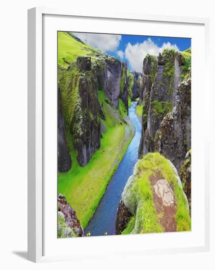 The Most Picturesque Canyon Fjadrargljufur and the Shallow Creek, Which Flows along the Bottom of T-kavram-Framed Photographic Print