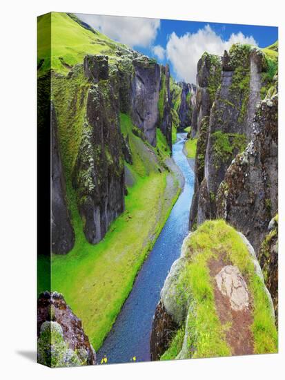 The Most Picturesque Canyon Fjadrargljufur and the Shallow Creek, Which Flows along the Bottom of T-kavram-Stretched Canvas