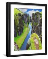 The Most Picturesque Canyon Fjadrargljufur and the Shallow Creek, Which Flows along the Bottom of T-kavram-Framed Photographic Print