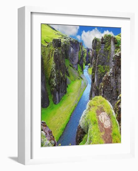 The Most Picturesque Canyon Fjadrargljufur and the Shallow Creek, Which Flows along the Bottom of T-kavram-Framed Photographic Print