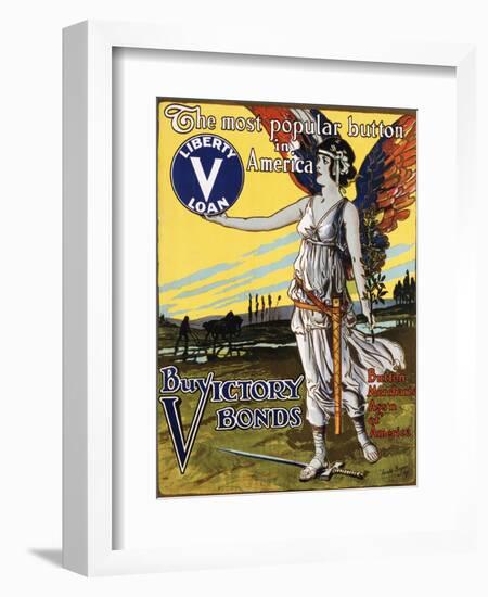 The Most Popular Button in America - Buy Victory Bonds Poster-Arnold Binger-Framed Photographic Print