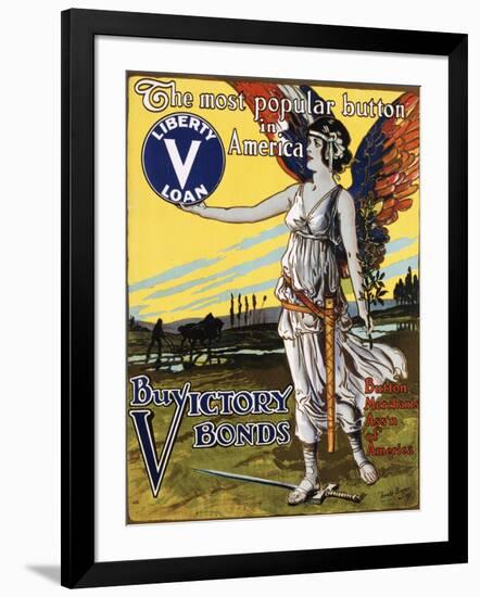 The Most Popular Button in America - Buy Victory Bonds Poster-Arnold Binger-Framed Photographic Print