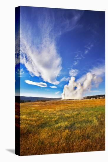 The Most Well-Known of the World Geyser in Yellowstone National Park - Old Faithful.-kavram-Stretched Canvas