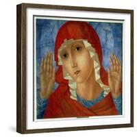 The Mother of God: "The Tenderness of Cruel Hearts", 1914-15-Kuzma Sergeevich Petrov-Vodkin-Framed Giclee Print