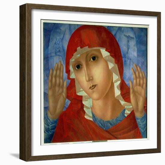 The Mother of God: "The Tenderness of Cruel Hearts", 1914-15-Kuzma Sergeevich Petrov-Vodkin-Framed Giclee Print